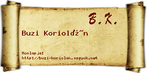 Buzi Koriolán névjegykártya